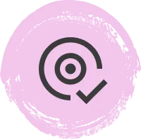 A pink circle with an arrow in the middle