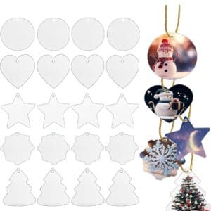 A set of 2 0 clear ornaments hanging from strings.