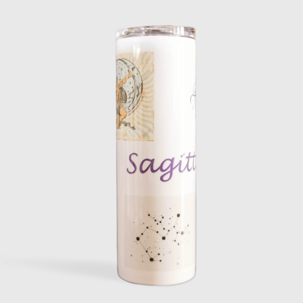 A candle that has the name of sagita written on it.