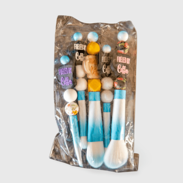 A bag of makeup brushes and other items.