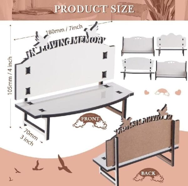 A bench with a large size and different sizes of the back.