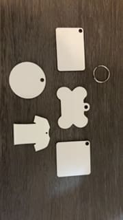 A table with several different shapes of tags.