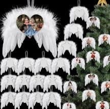 A group of christmas trees with angel wings.